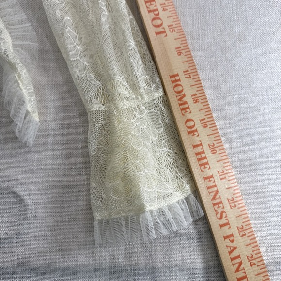 Cejon Cardigan Womens S Ivory Lace Ruffle Coquette Fairycore Layering Y2K - Picture 8 of 9